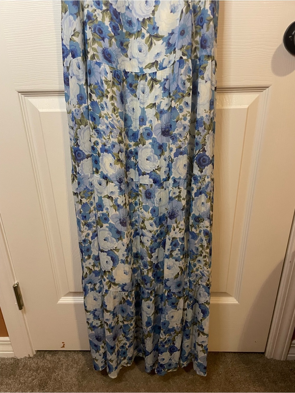 Paige Carmelia Silk Maxi Dress in French Blue Off the Shoulder Romantic Size 8 - Picture 6 of 10
